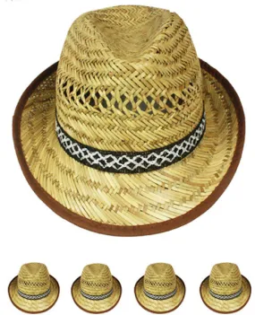 straw fedora with pattern band Case of 72
