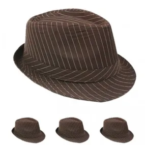 striped brown casual fedora hat Case of 72