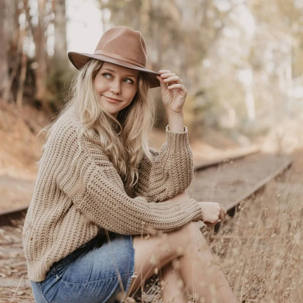 Summit | Womens Felt Leather Fedora Hat