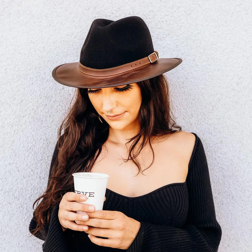 Summit | Womens Felt Leather Fedora Hat