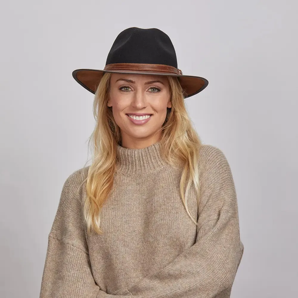 Summit | Womens Felt Leather Fedora Hat