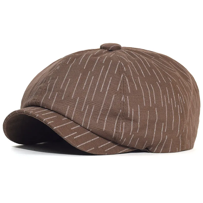 Thin Striped Cotton Newsboy Cap