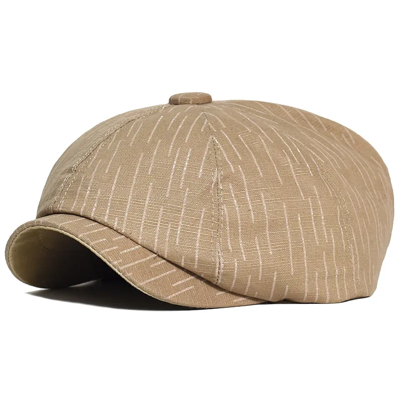 Thin Striped Cotton Newsboy Cap