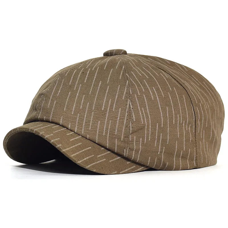 Thin Striped Cotton Newsboy Cap