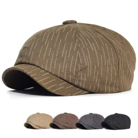 Thin Striped Cotton Newsboy Cap