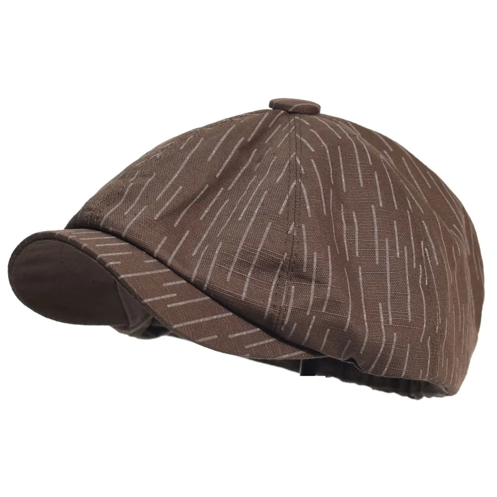 Thin Striped Cotton Newsboy Cap