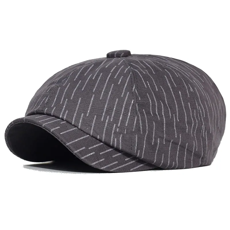 Thin Striped Cotton Newsboy Cap