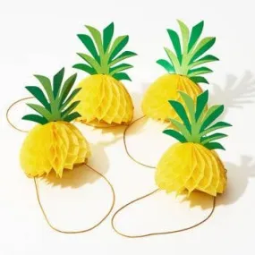 Tropical Pineapple Honeycomb Party Hats -4pk