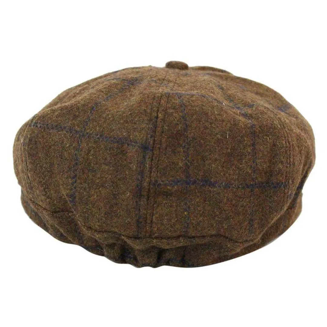 Tweed Newsboy Cap Blinders Baker Boy Flat Check Grandad Hat Elasticated Free Size