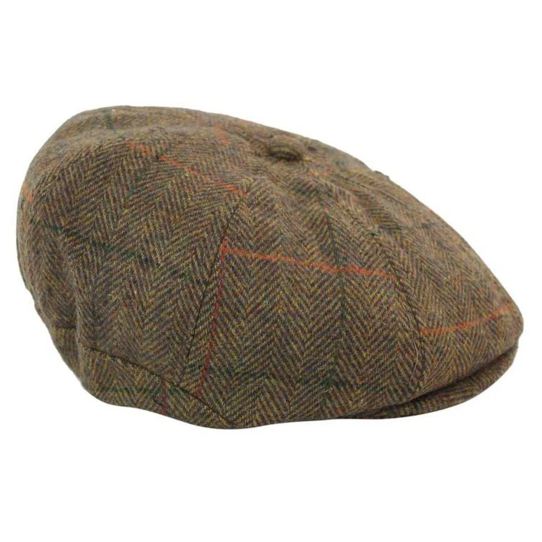 Tweed Newsboy Cap Blinders Baker Boy Flat Check Grandad Hat Elasticated Free Size