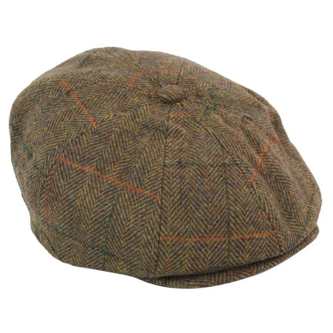 Tweed Newsboy Cap Blinders Baker Boy Flat Check Grandad Hat Elasticated Free Size