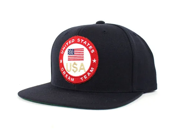 United States CREAM TEAM Snapback Hats (Navy Green Under Brim)