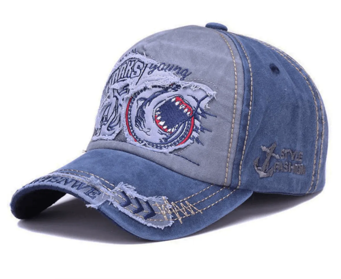 Vintage Baseball Hat w/ Shark Design
