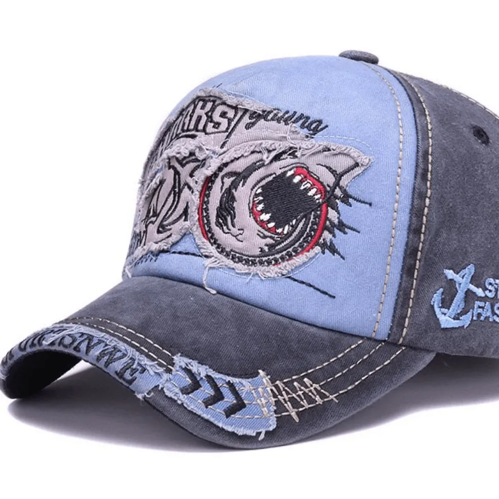 Vintage Baseball Hat w/ Shark Design