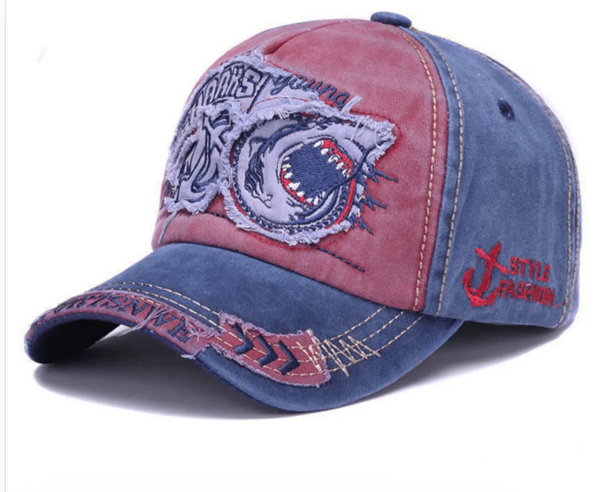 Vintage Baseball Hat w/ Shark Design