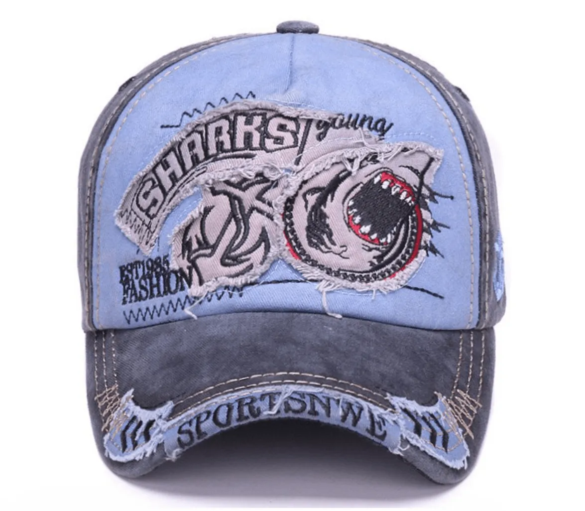 Vintage Baseball Hat w/ Shark Design