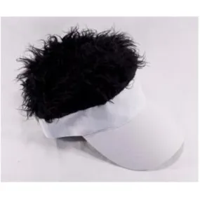 White Visor With Stylish Black Hair Design