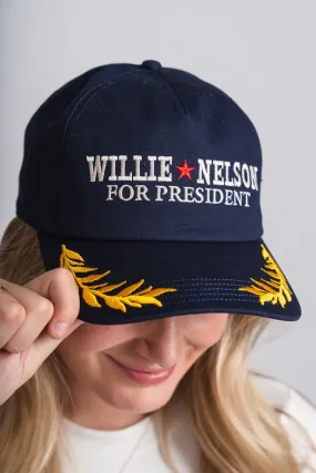 Willie Nelson for president captain hat navy
