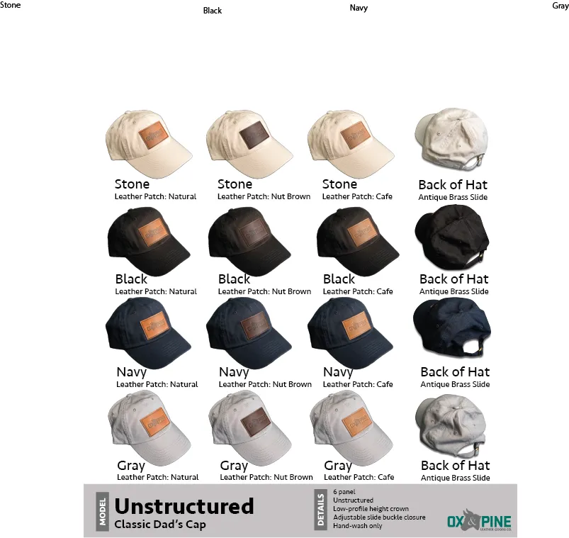 Your Logo on a Leather Patch Unstructured Style Hat